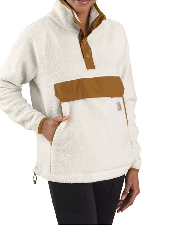 Carhartt Jackets & Blazers - Carhartt Women's Cream Sherpa Pullover with Tan Trim